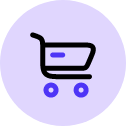 shopping cart icon in light purple circle