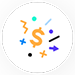 celebration icon with dollar sign in white circle