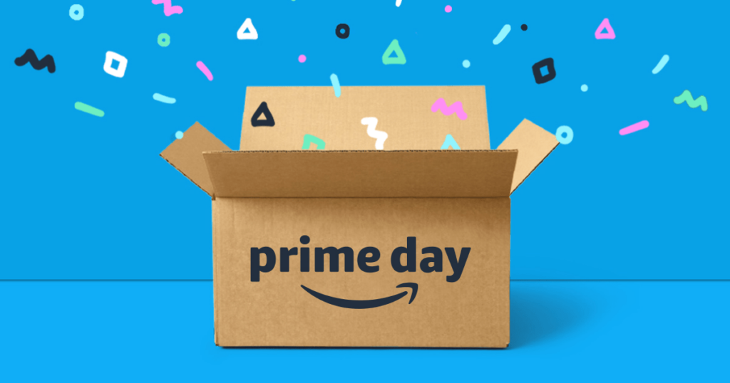 Amazon Prime day box exploding with confetti